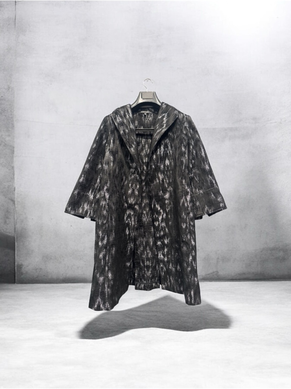 Eileen Fisher Black and Silver Open-Front Jacket
